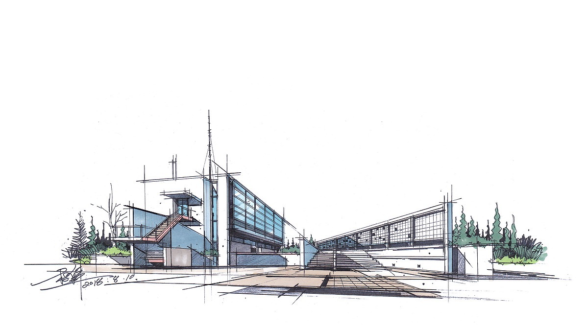 杜健建筑手绘作品(卓越手绘)