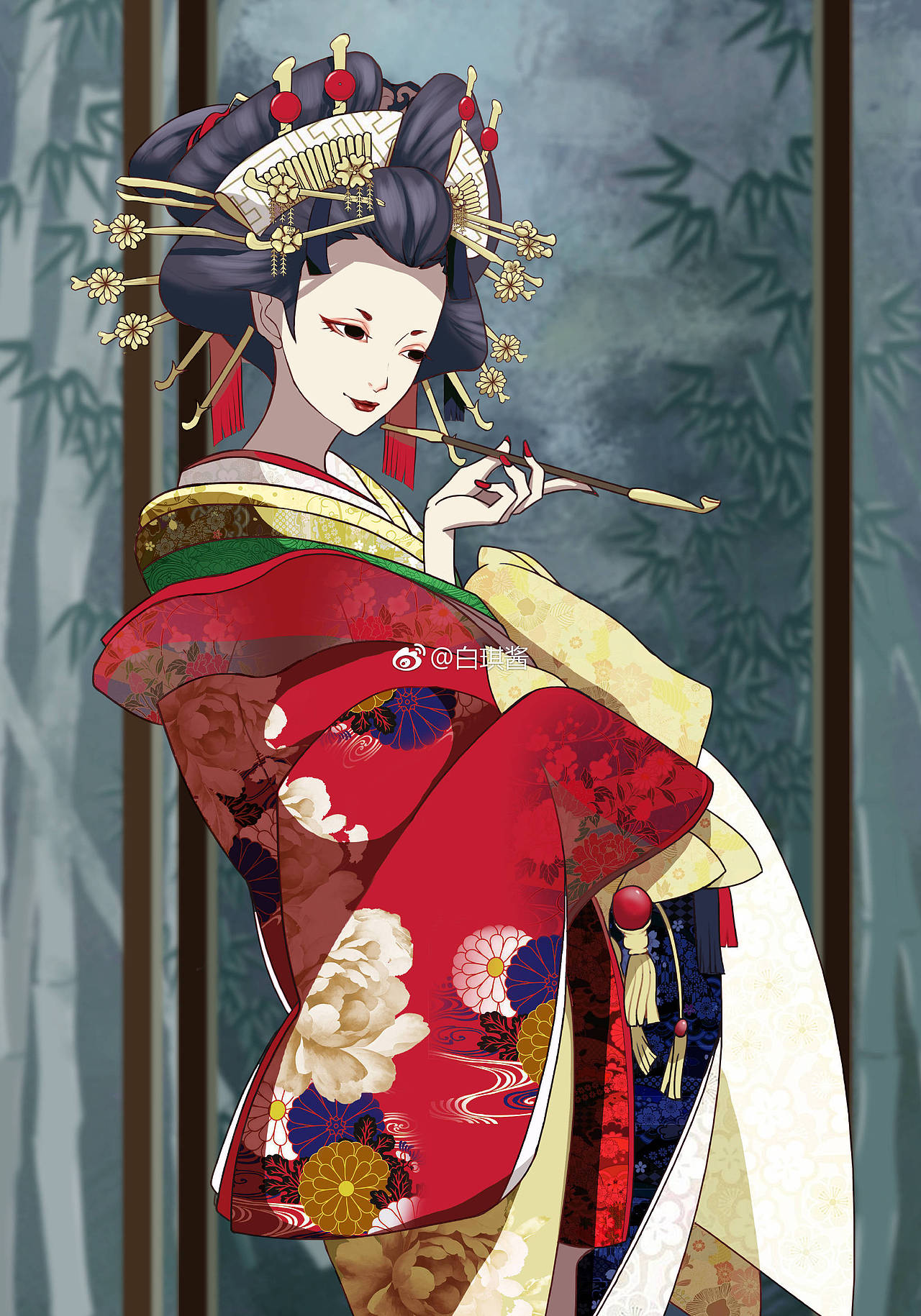 花魁（图ZMTE0NzkzMzY0） - 商业插画 - 站酷设计师白琪吖原创素材 - 站酷ZCOOL