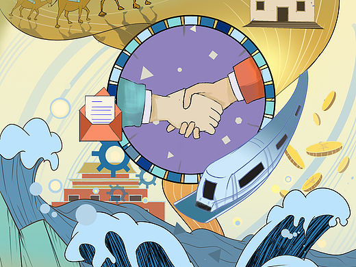 原创插画（合作共赢）和（甘肃游戏页面）