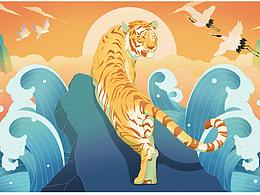 虎嘯-國潮插畫