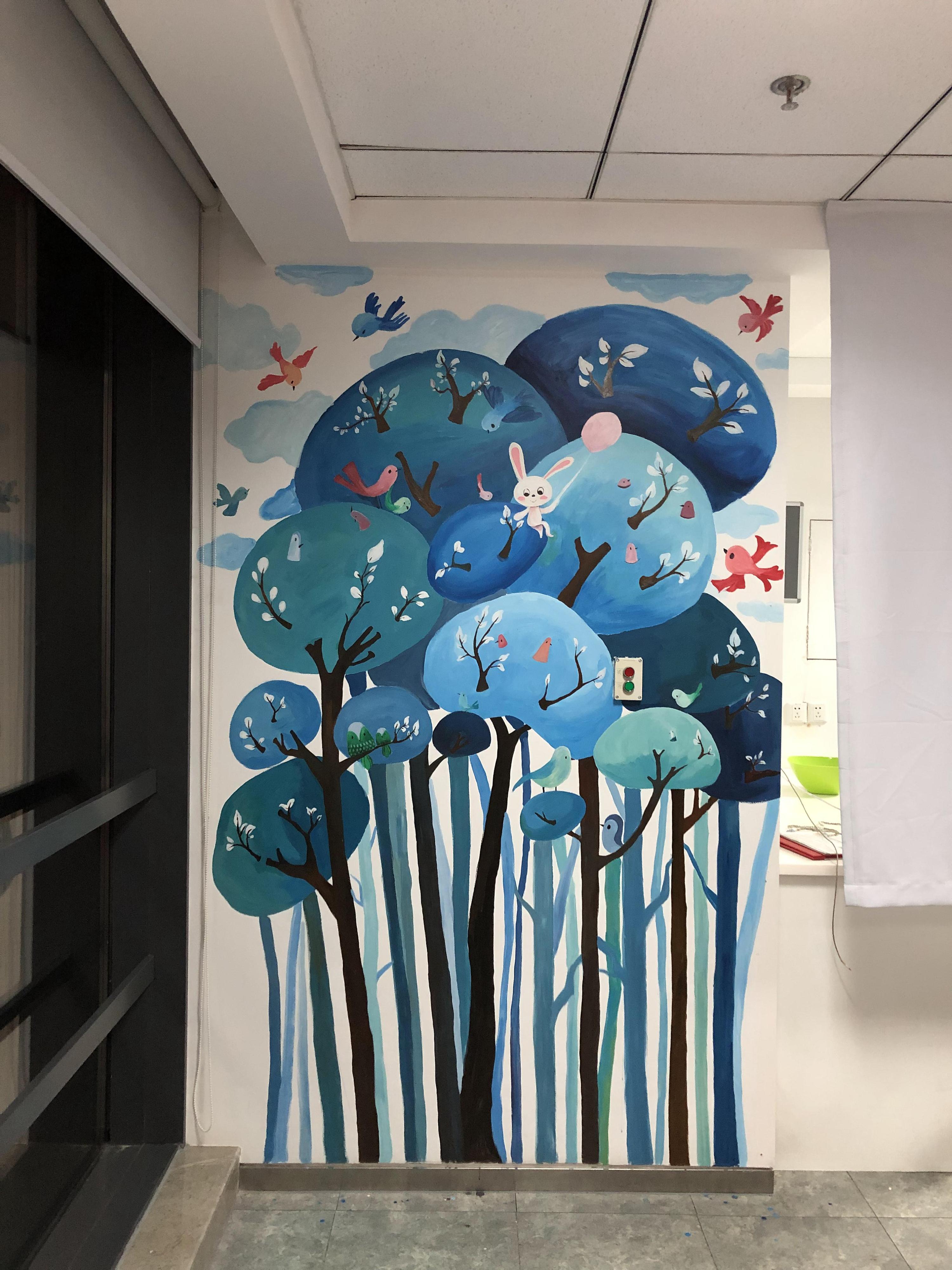 墙绘2|插画|新锐潮流插画|凶巴巴的食草恐龙 - 原创作品 - 站酷