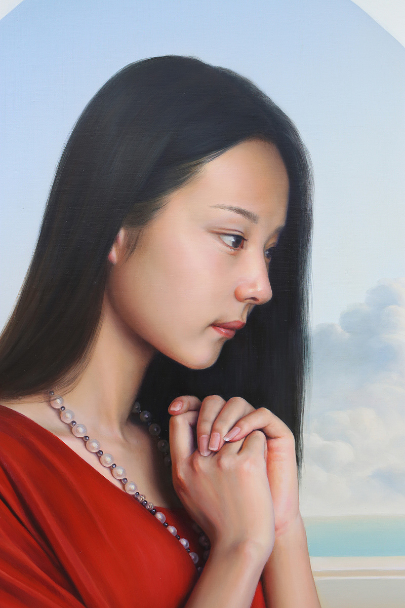 油画 人物 写实 肖像 婚纱