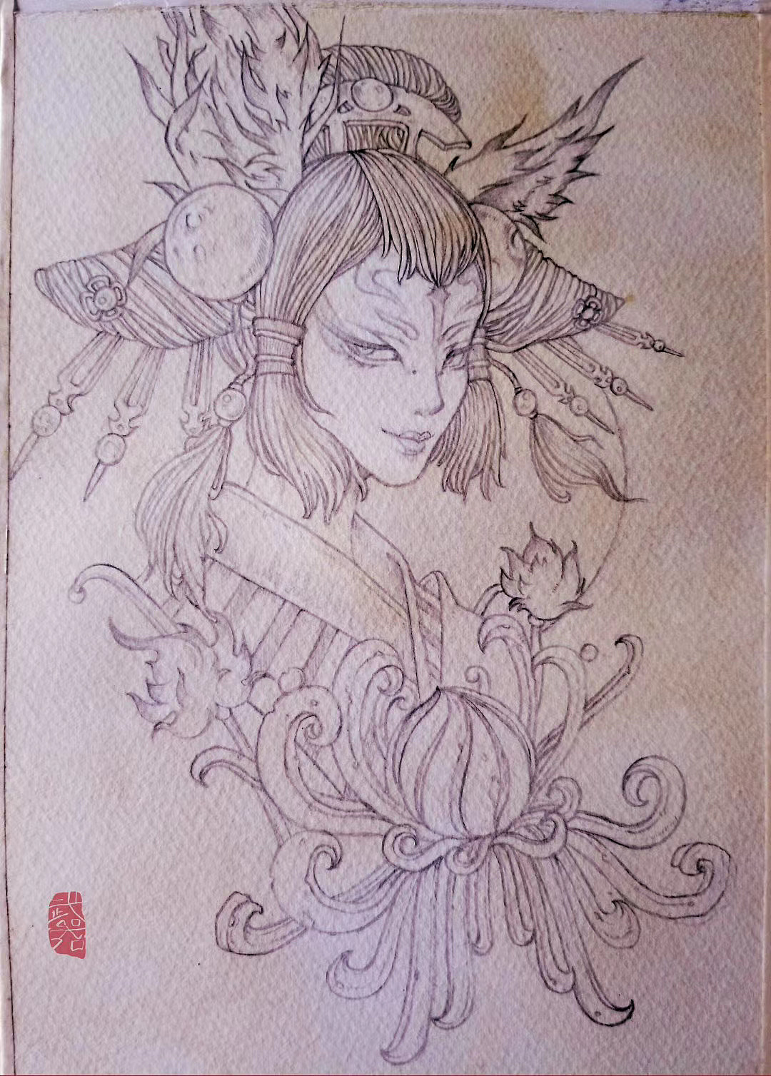 手绘插画,浮世绘风格