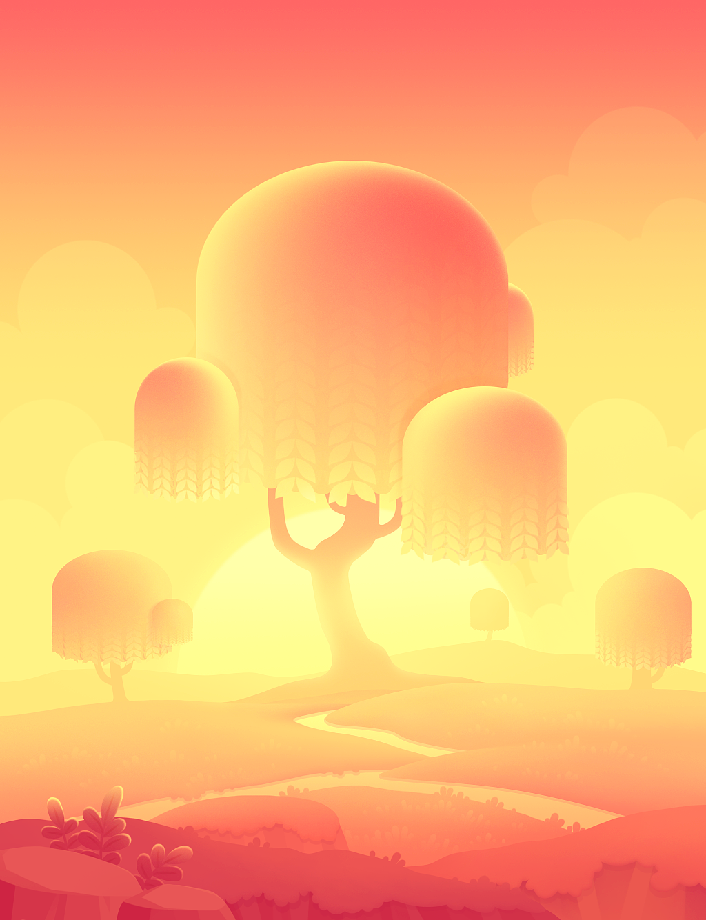 偏扁平风风景插图