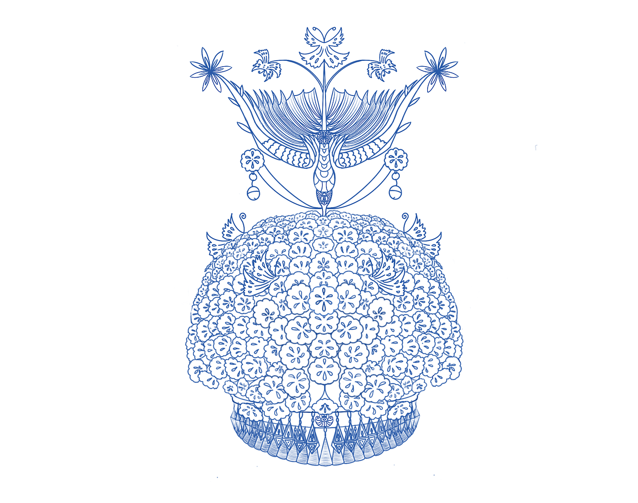 小练习--苗族银饰手绘线稿