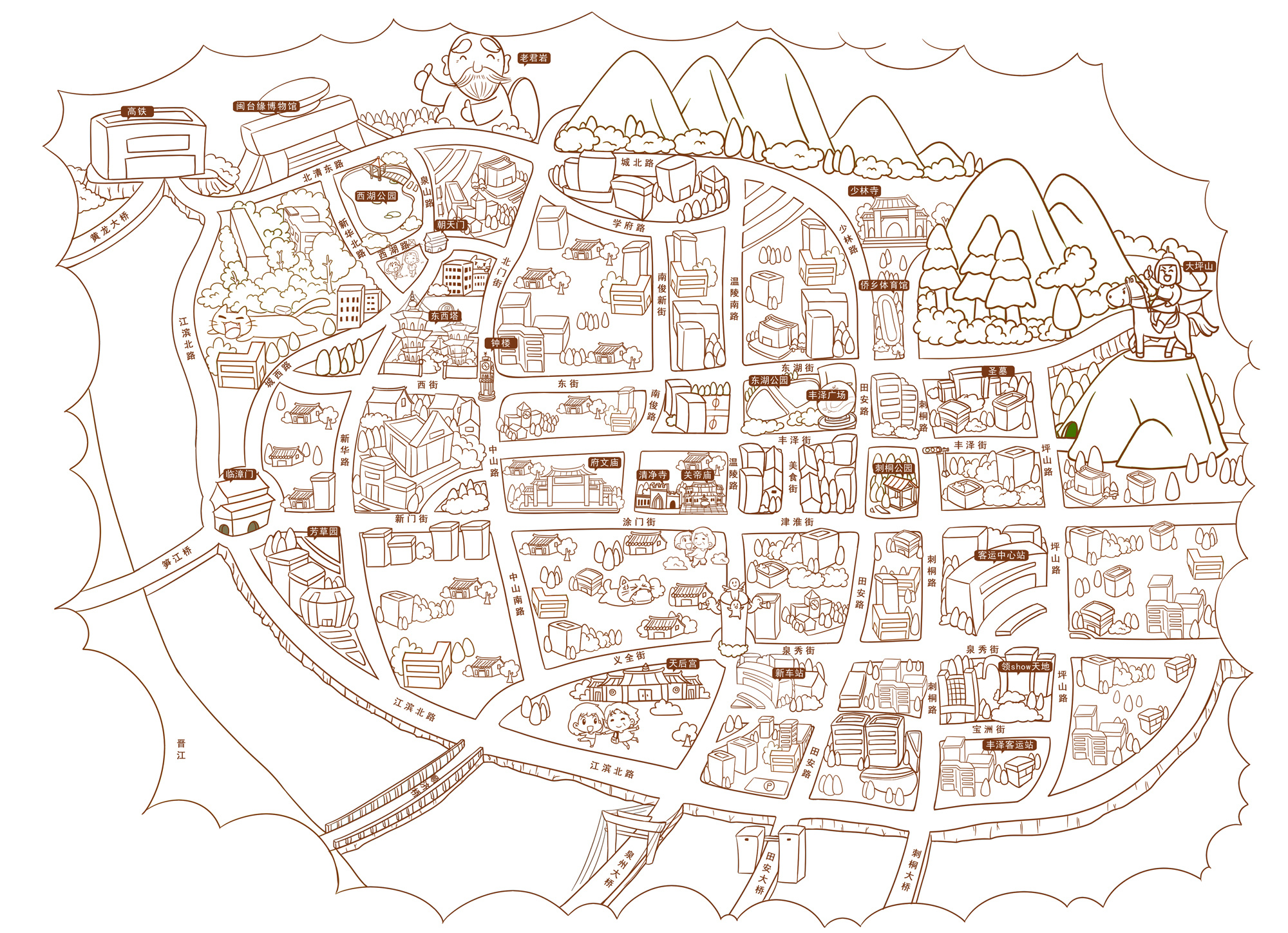 城市地图简笔画 简单图片
