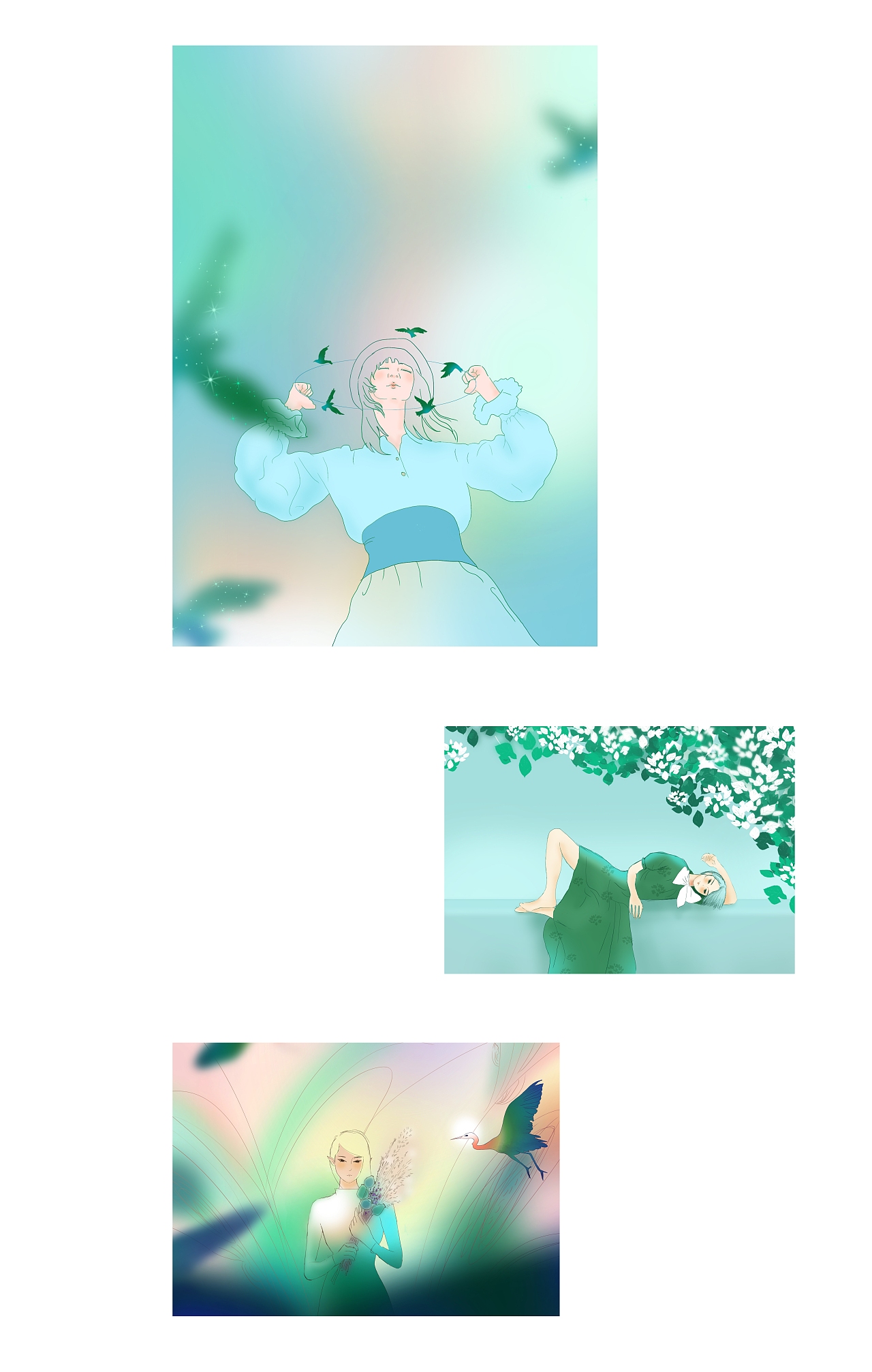 我爱画女孩之鸟与草（图ZMjA0ODYzNjQ0） - 创作习作 - 站酷设计师Jenzzz原创素材 - 站酷ZCOOL