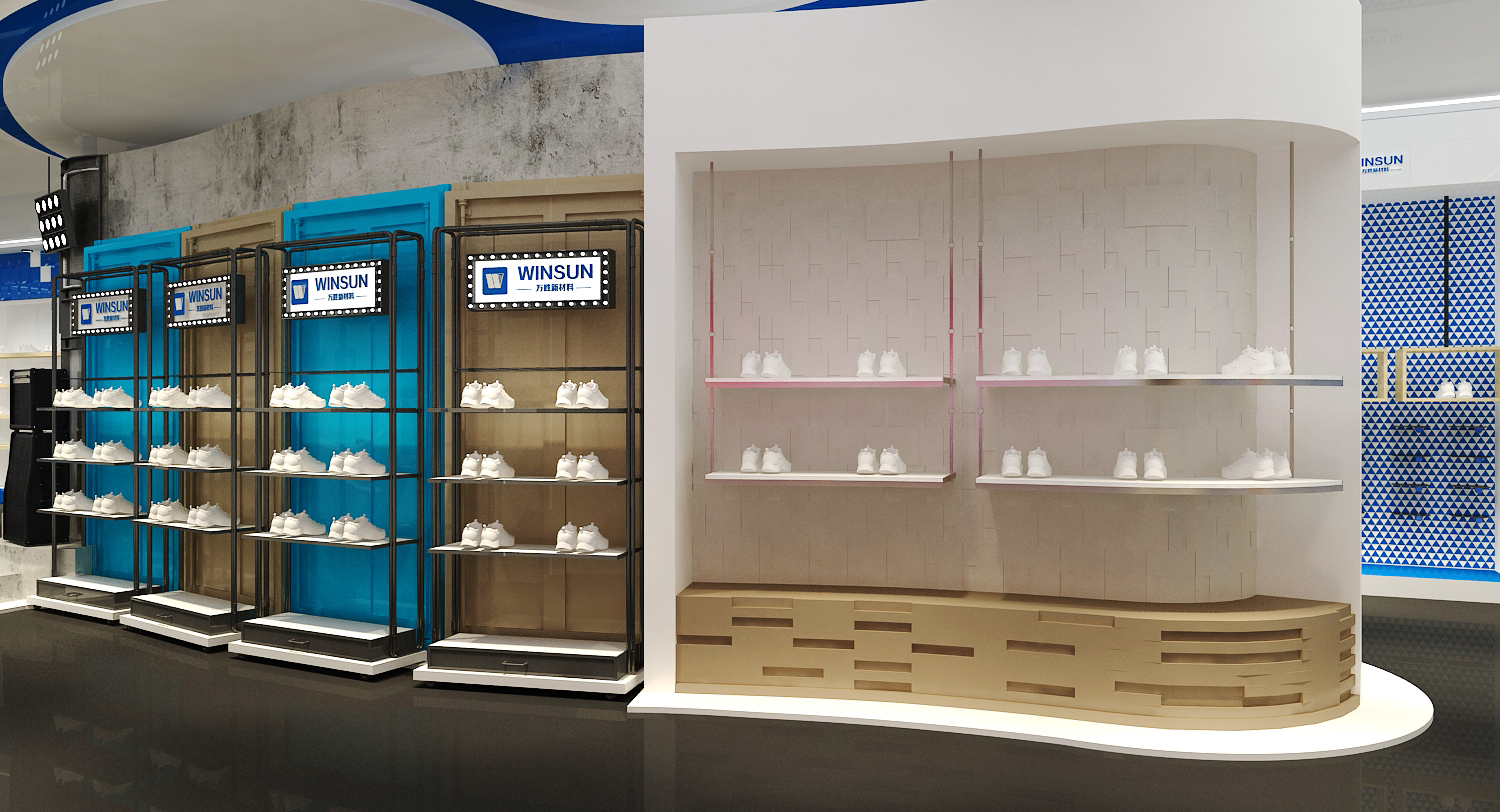 潮流鞋子展厅3d效果图设计