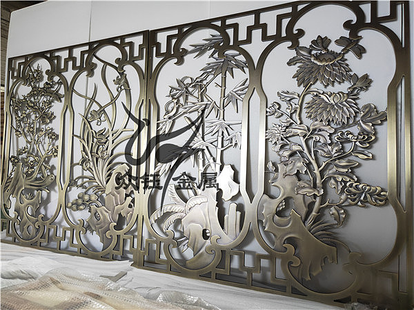 铝板雕刻青古铜屏风 浮雕3d立体青古铜铝板隔断