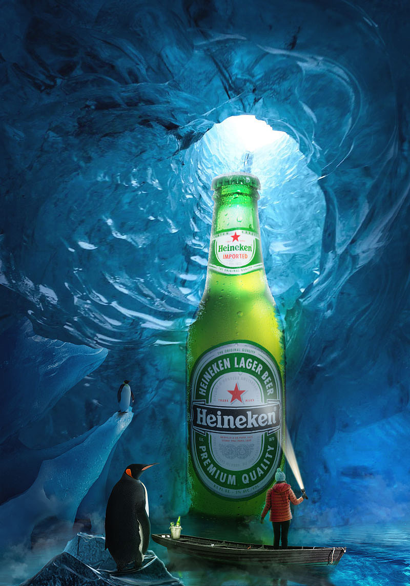 喜力啤酒合成海报