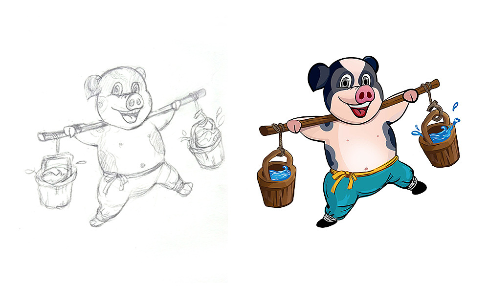 花猪的卡通形象,不过是飞机稿