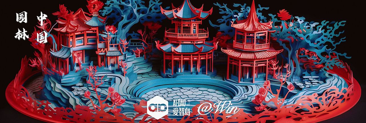 AIGC国风 | 剪纸园林长卷 02（图ZMzM3NDg2MzA4） - 绘画 - 站酷设计师WINAI原创素材 - 站酷ZCOOL