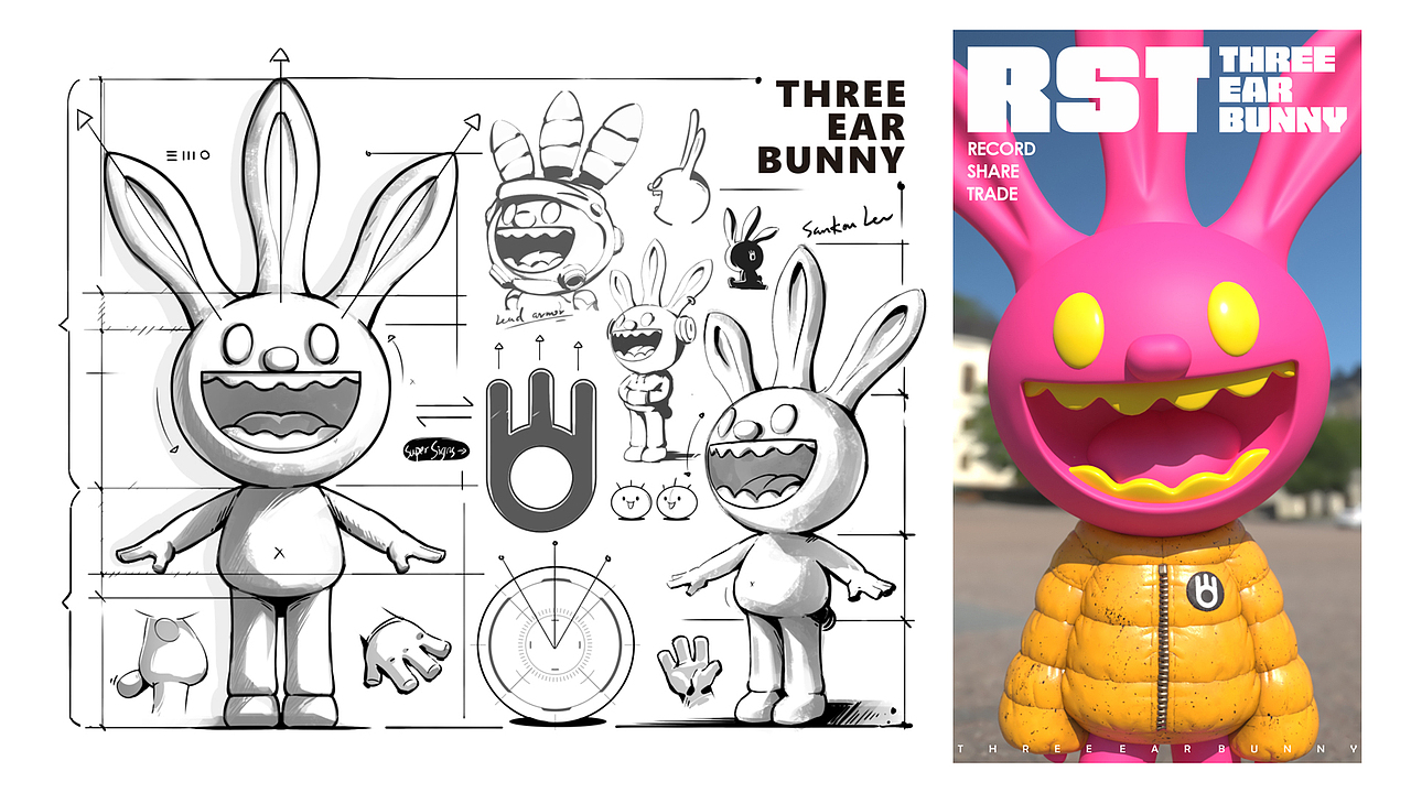 三耳兔 元宇宙NFT-ThreeEarBunny 反战主题作品（图ZMjc5NTY5NzMy） - IP形象 - 站酷设计师李三口LEE原创素材 - 站酷ZCOOL