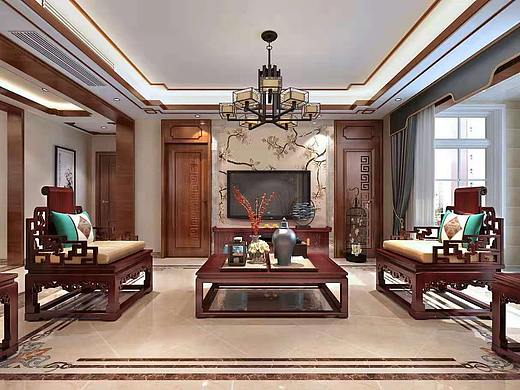 别墅中式红木装修，带你感受古典淡雅的中式空间