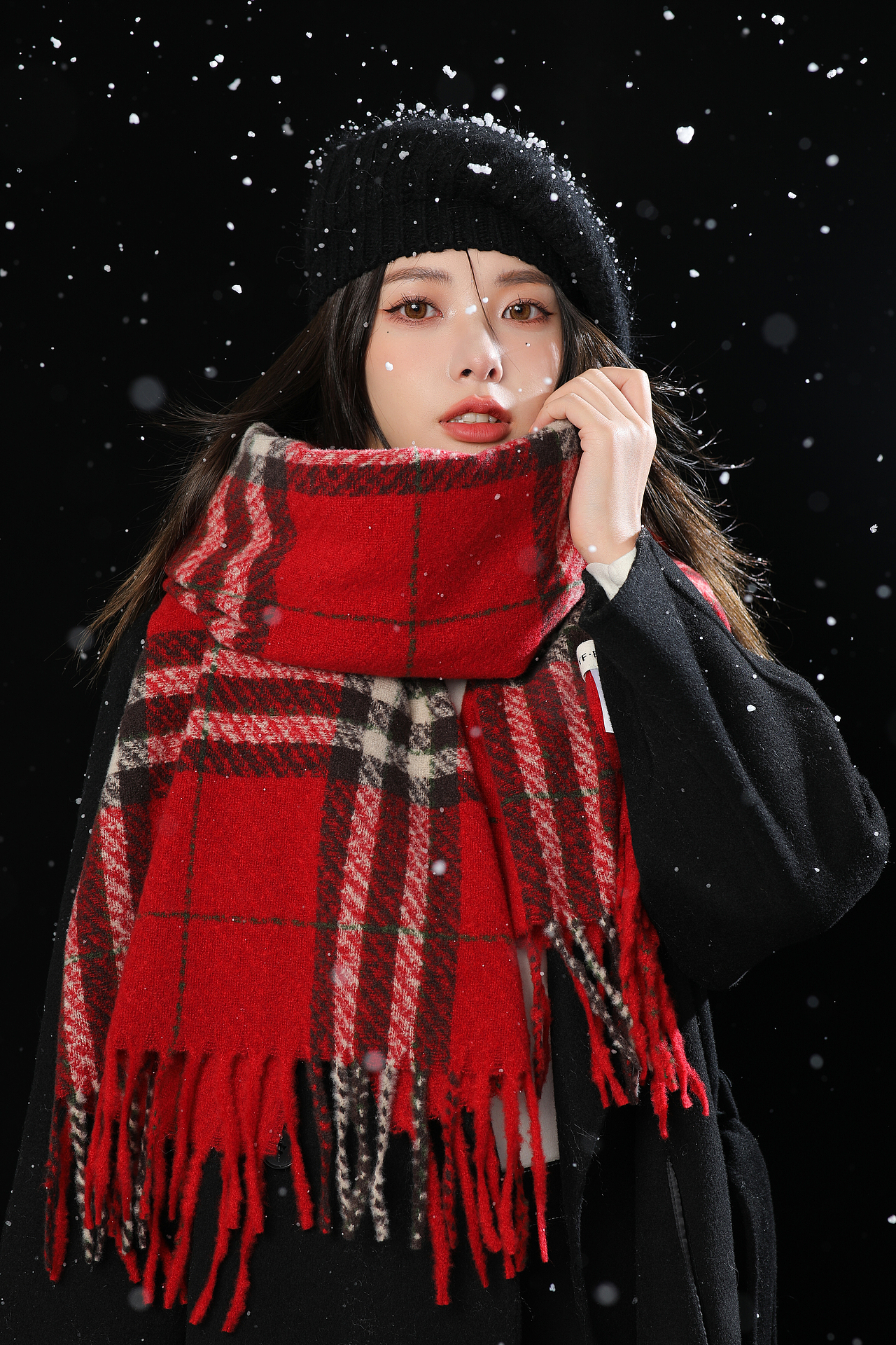 围巾拍摄/场地布置雪花/电商拍摄/