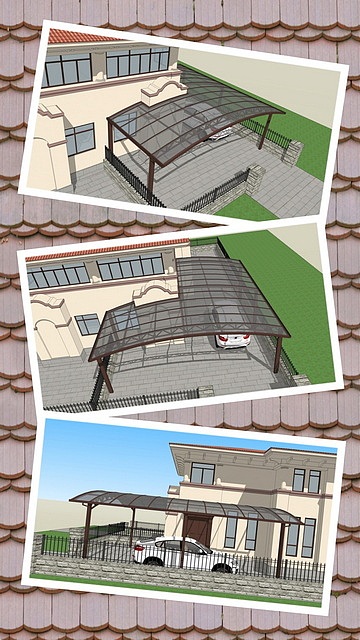 耐力板车棚设计效果图S1800