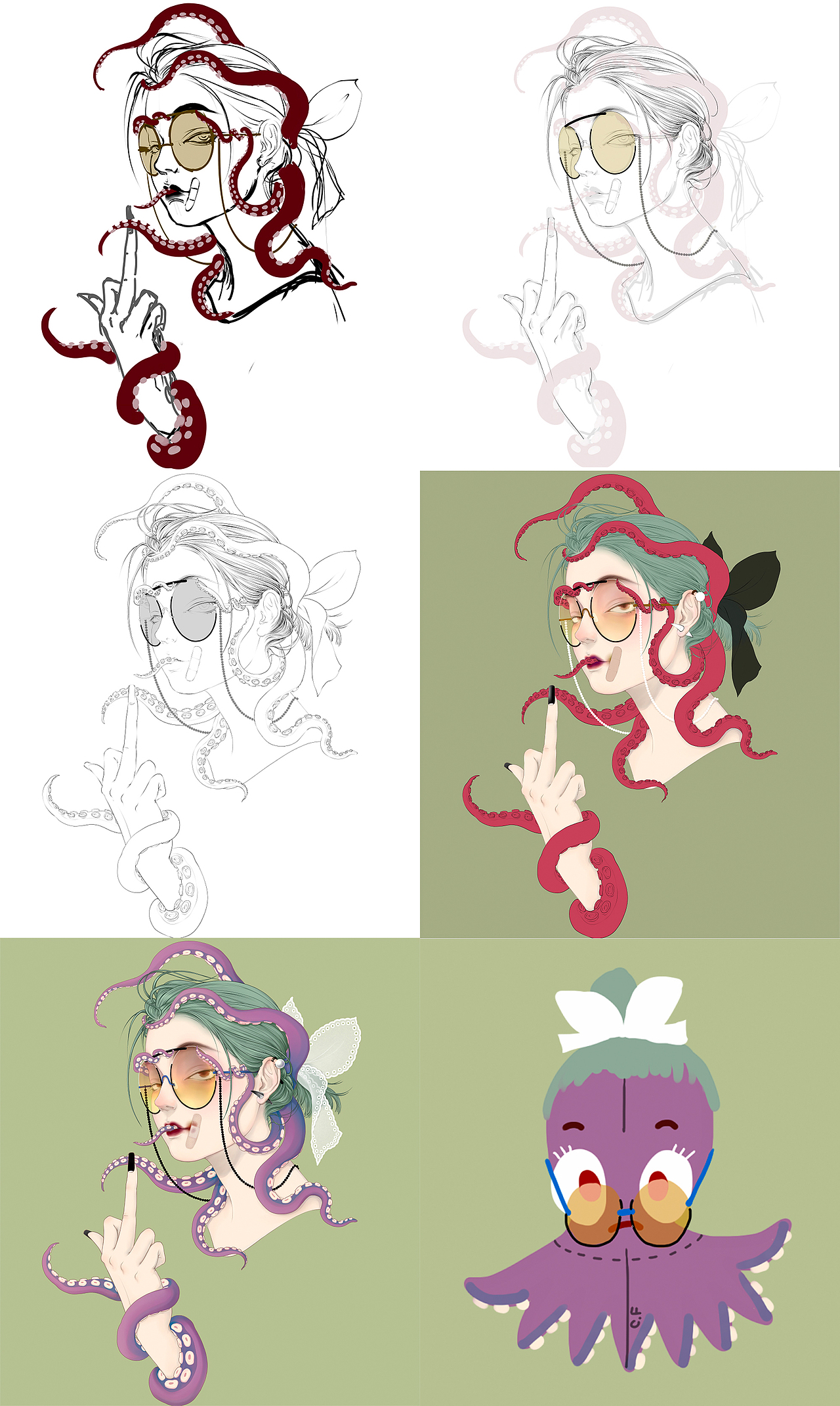 章鱼（图ZMTc5MTU1MDg4） - 艺术插画 - 站酷设计师Z_XINYUE原创素材 - 站酷ZCOOL