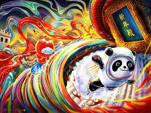 冬奥会主题插画|冰墩墩雪容融换班啦！