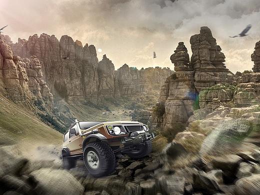 越野车海报合成