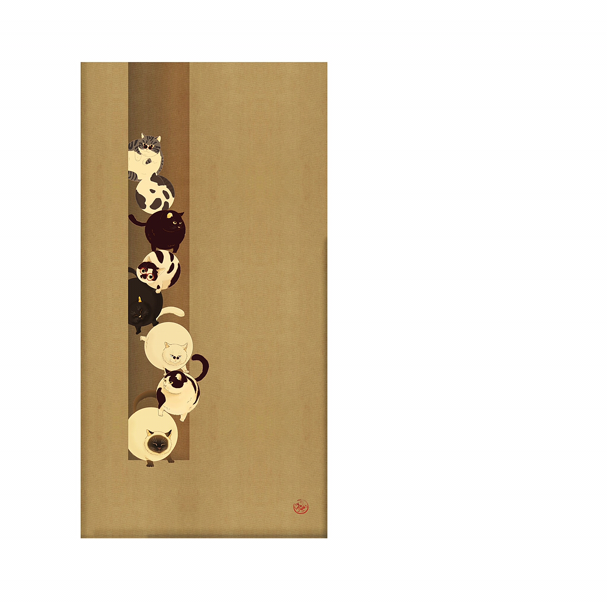 猫咪一箩筐(水墨构图练习)