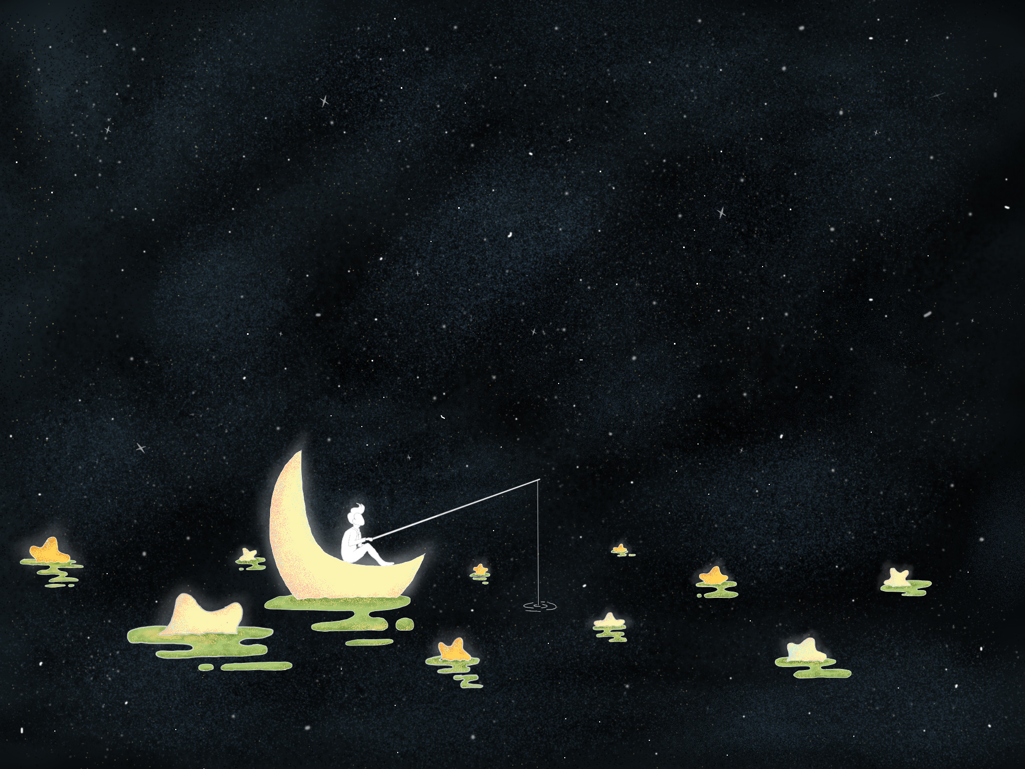 月夜垂钓|插画|创作习作|晴天955 - 原创作品 - 站酷 (zcool)