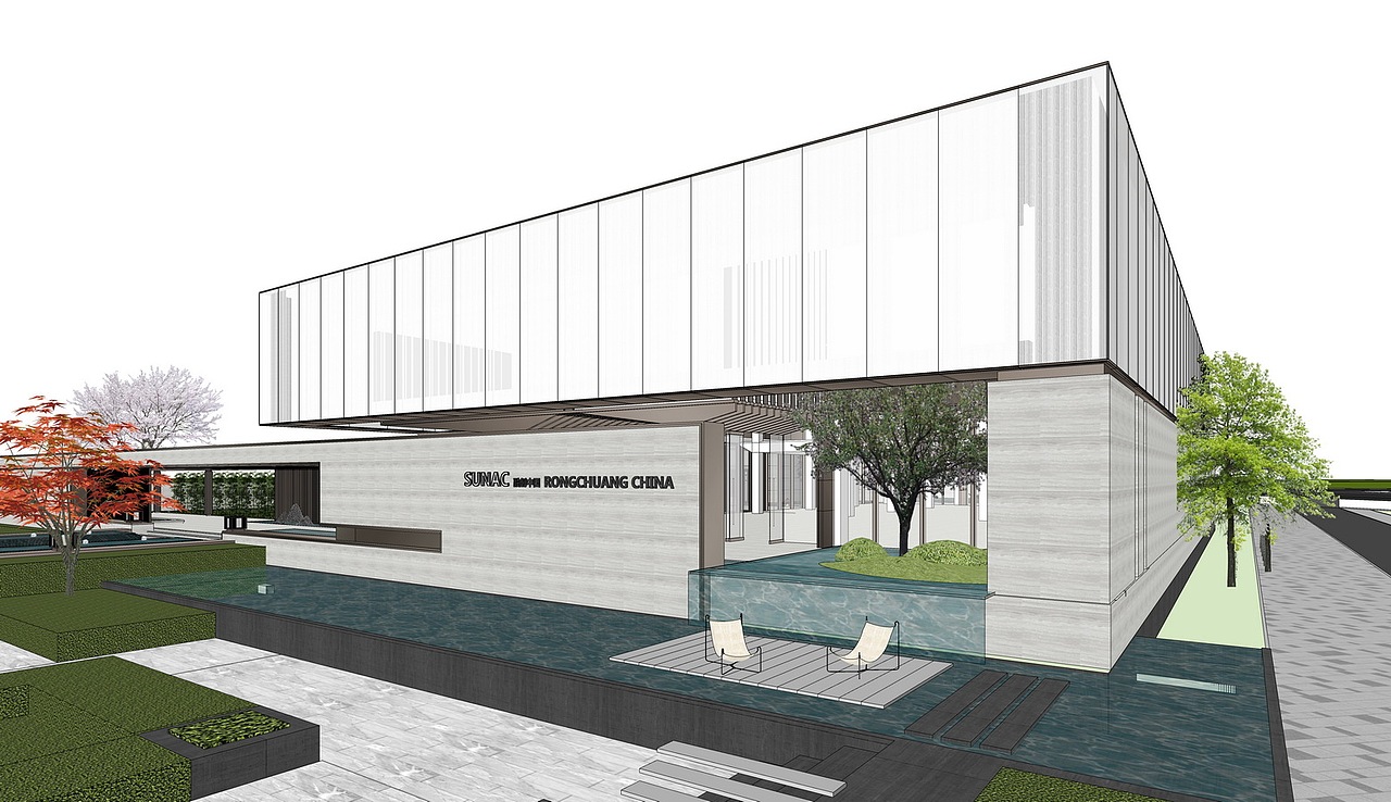 融创售楼处示范区SU模型下载