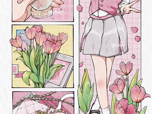 原创插画|白巧郁金香🌷