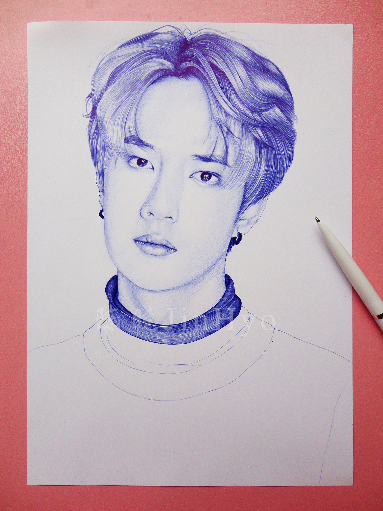 圆珠笔手绘王一博