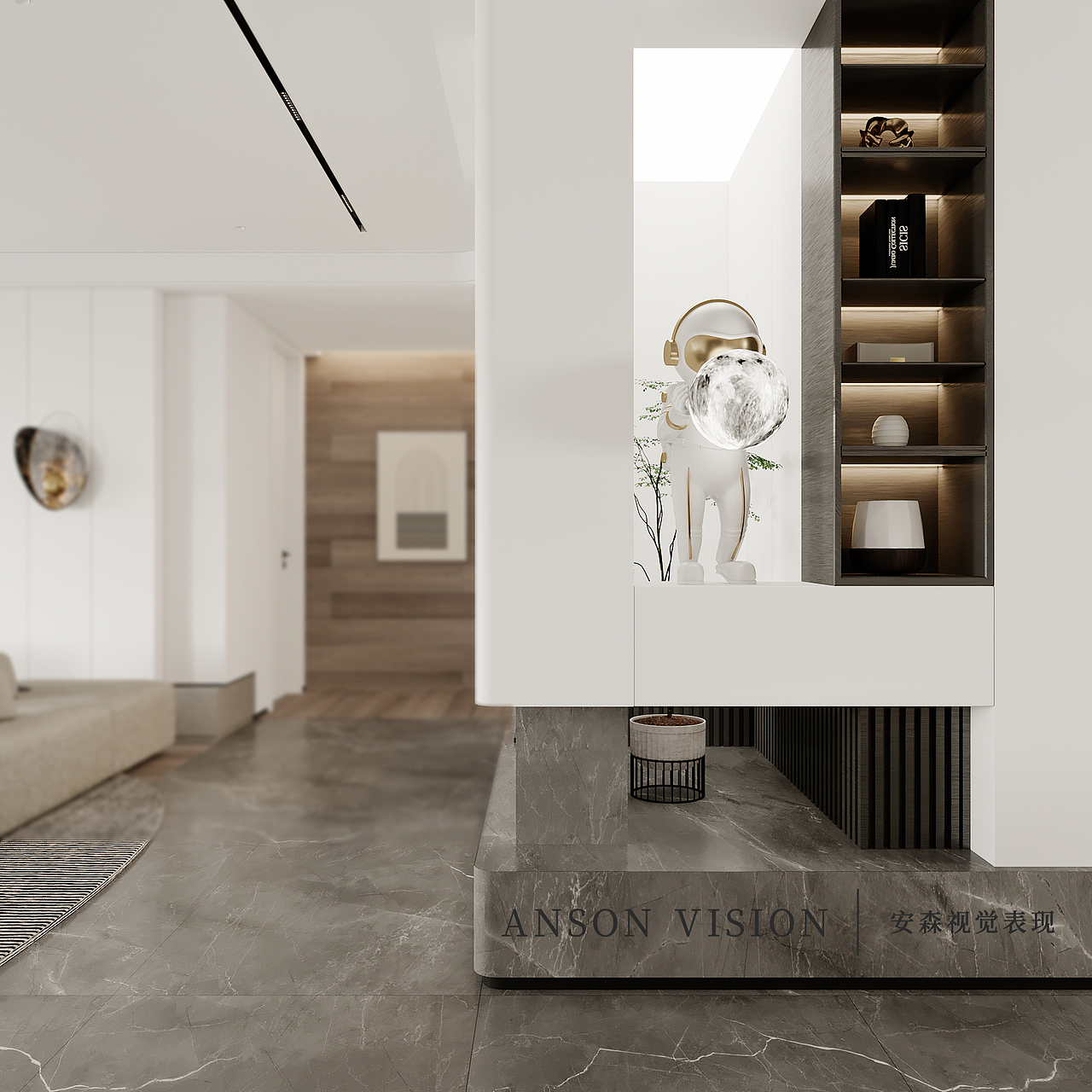 Anson︱黑与白 现代大平层家装表现