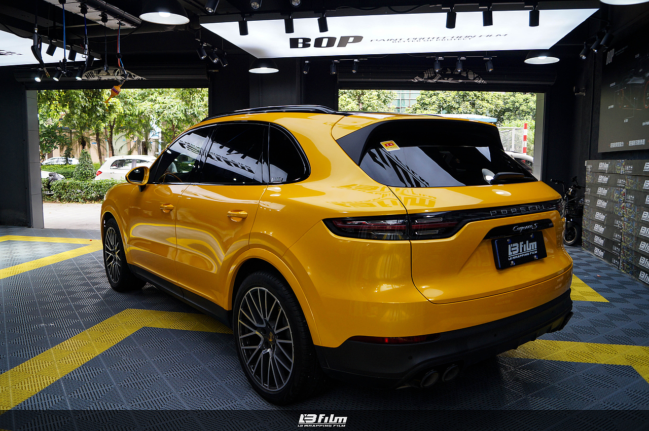保时捷卡宴装贴lb枫叶黄改色膜(lbfilm)
