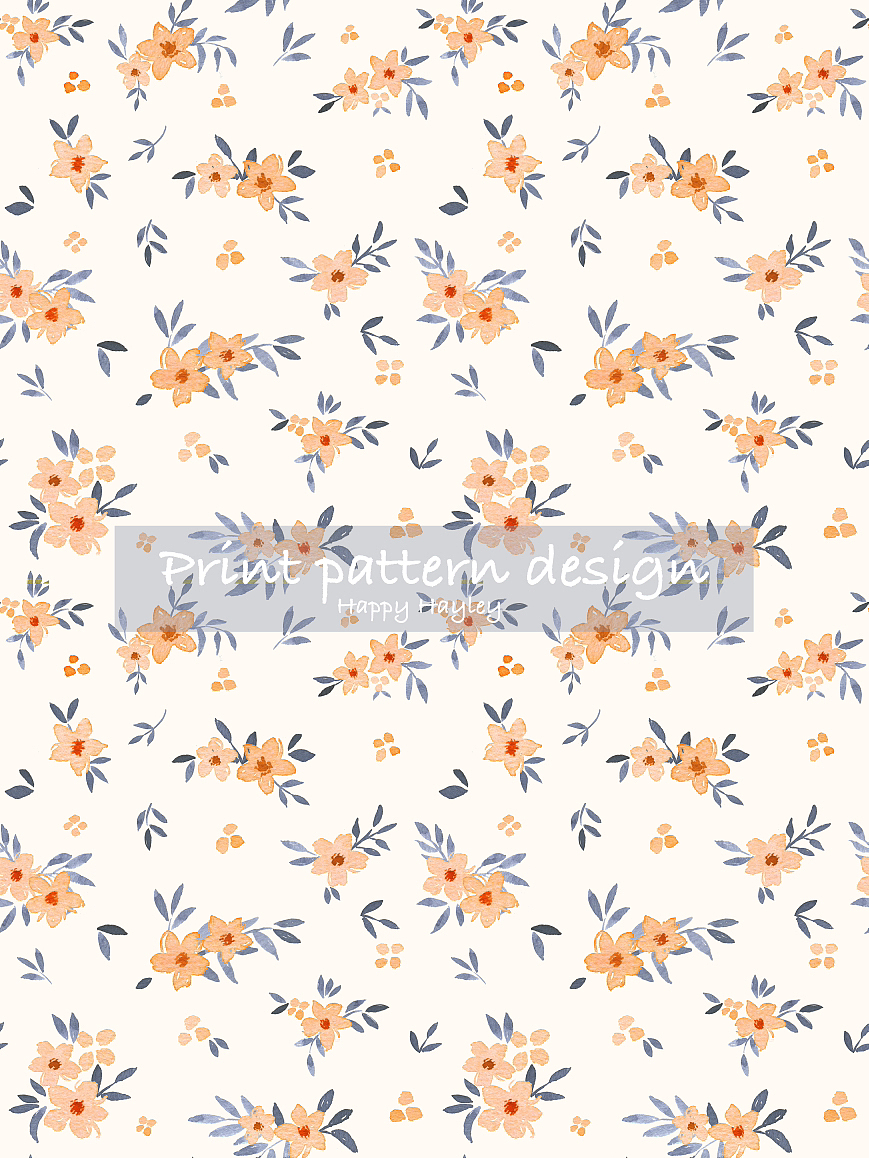 水彩小碎花四方连续印花设计