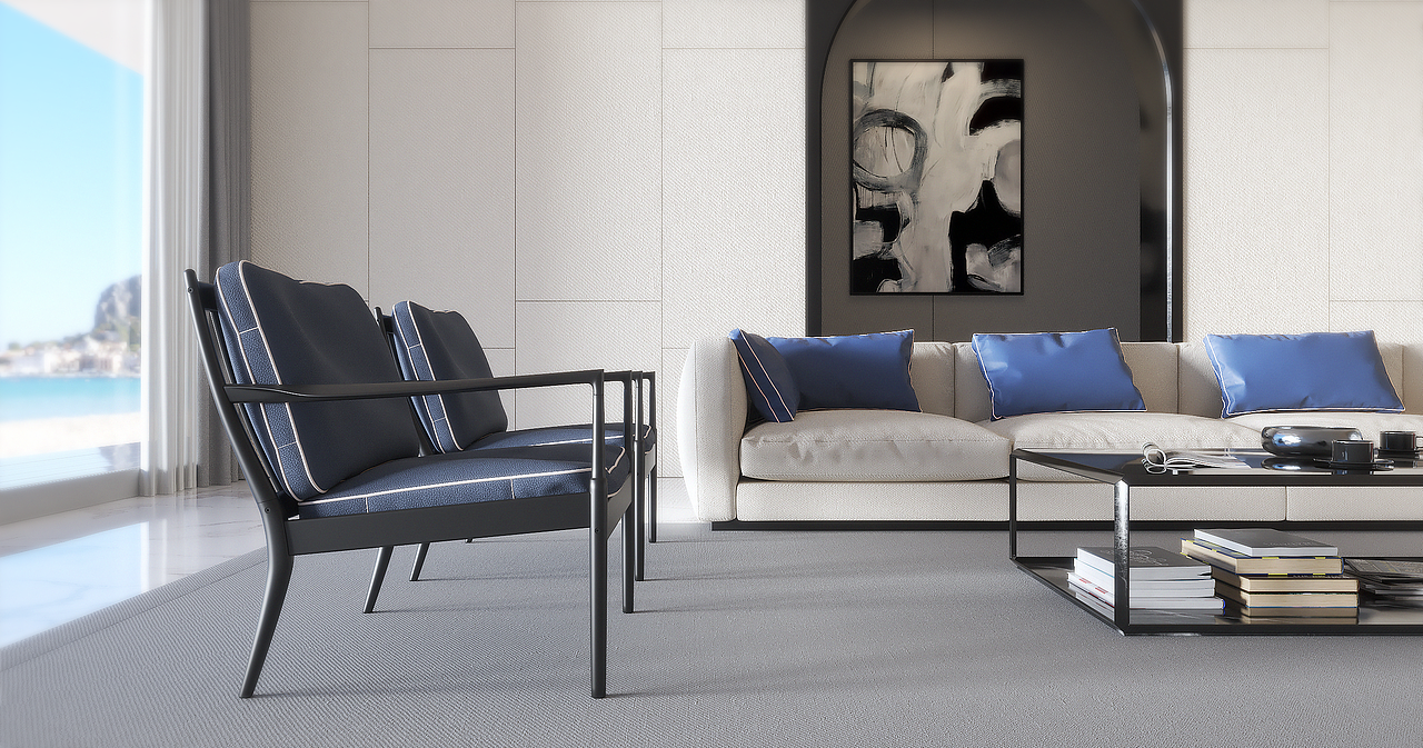 现代海边小别墅-客厅