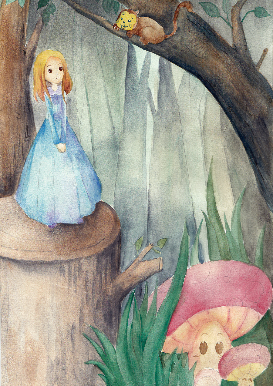 【蓝白铅-手绘水彩画】