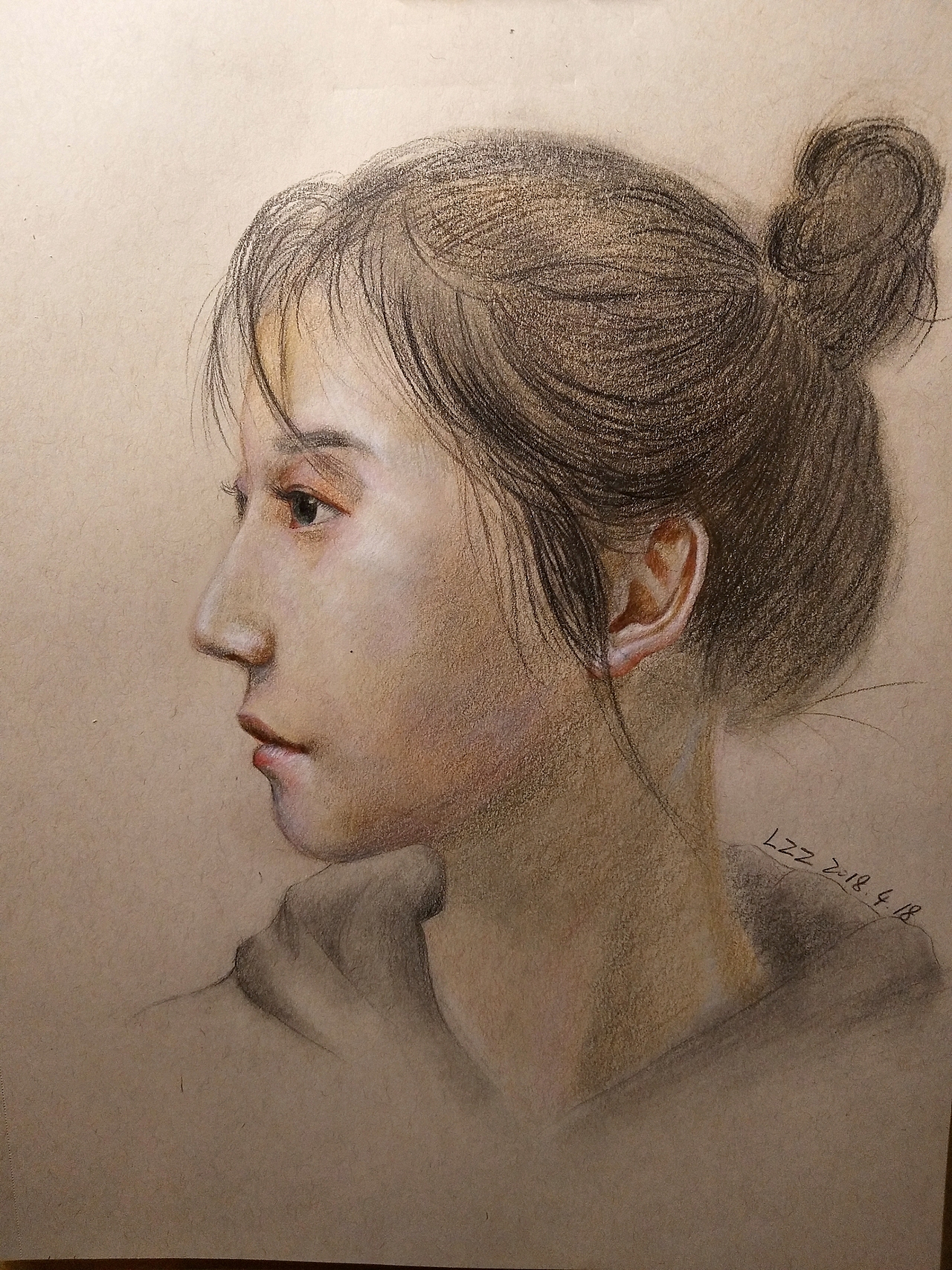 【彩铅-临摹女孩侧脸】