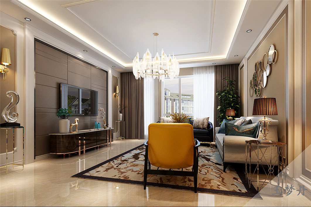 盘锦楚航装饰旺学府110平简欧风格装修效果图