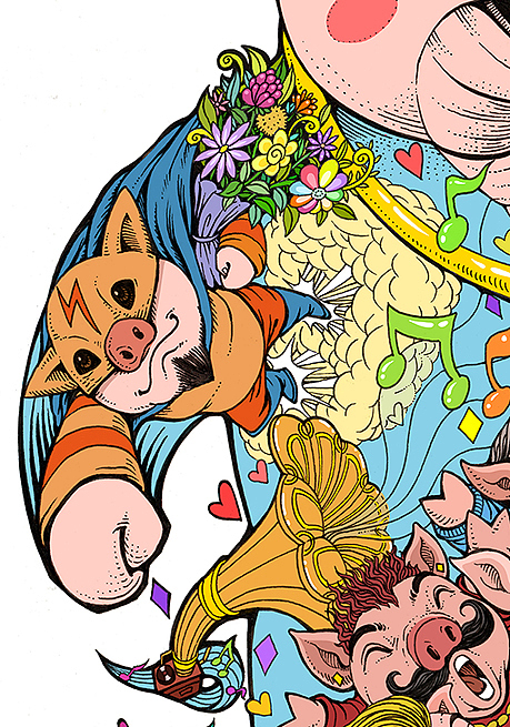 《萌猪部落》：“祝你平安，诸事顺利！”（图ZMTIxMDE4MzI0） - 商业插画 - 站酷设计师傅淳强画者之旅原创素材 - 站酷ZCOOL