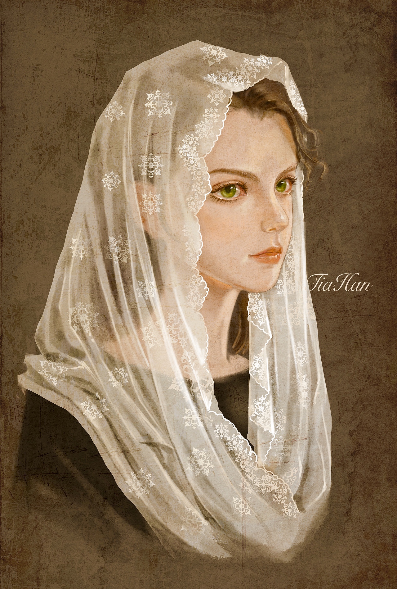 头纱少女|插画|艺术插画|月溪鸣 - 原创作品 - 站酷 (zcool)