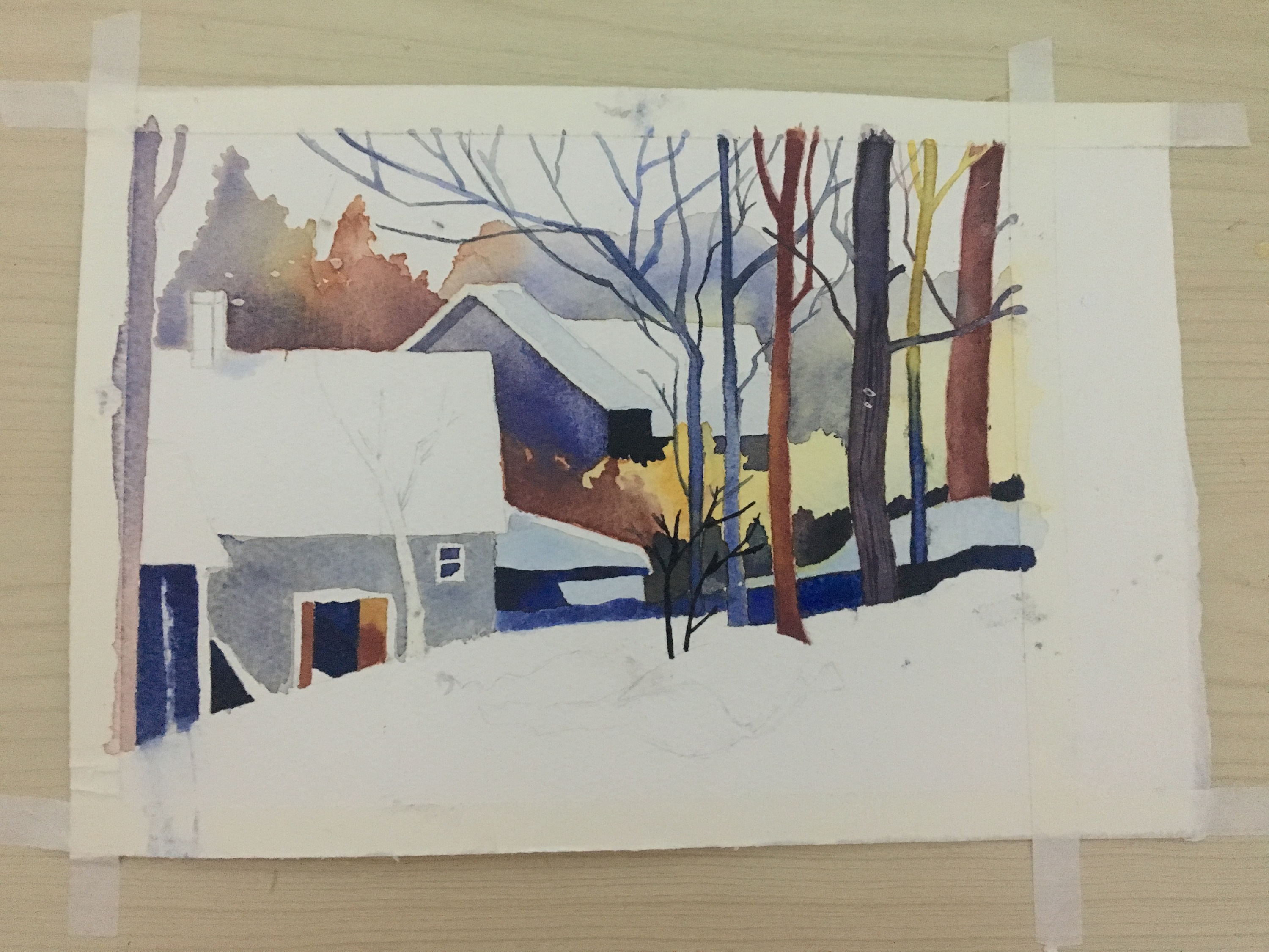 北欧小村庄雪景