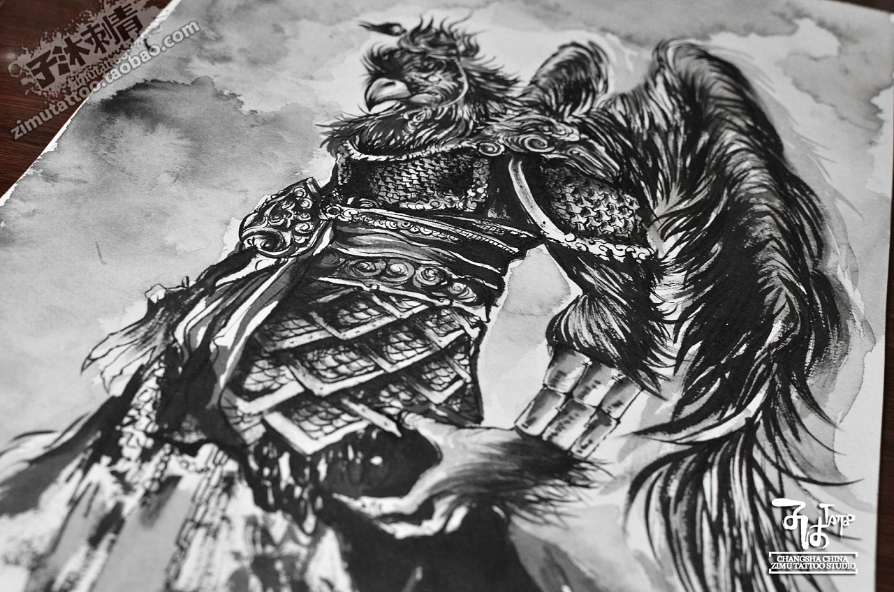 子沐刺青 泼墨 大鹏魔神