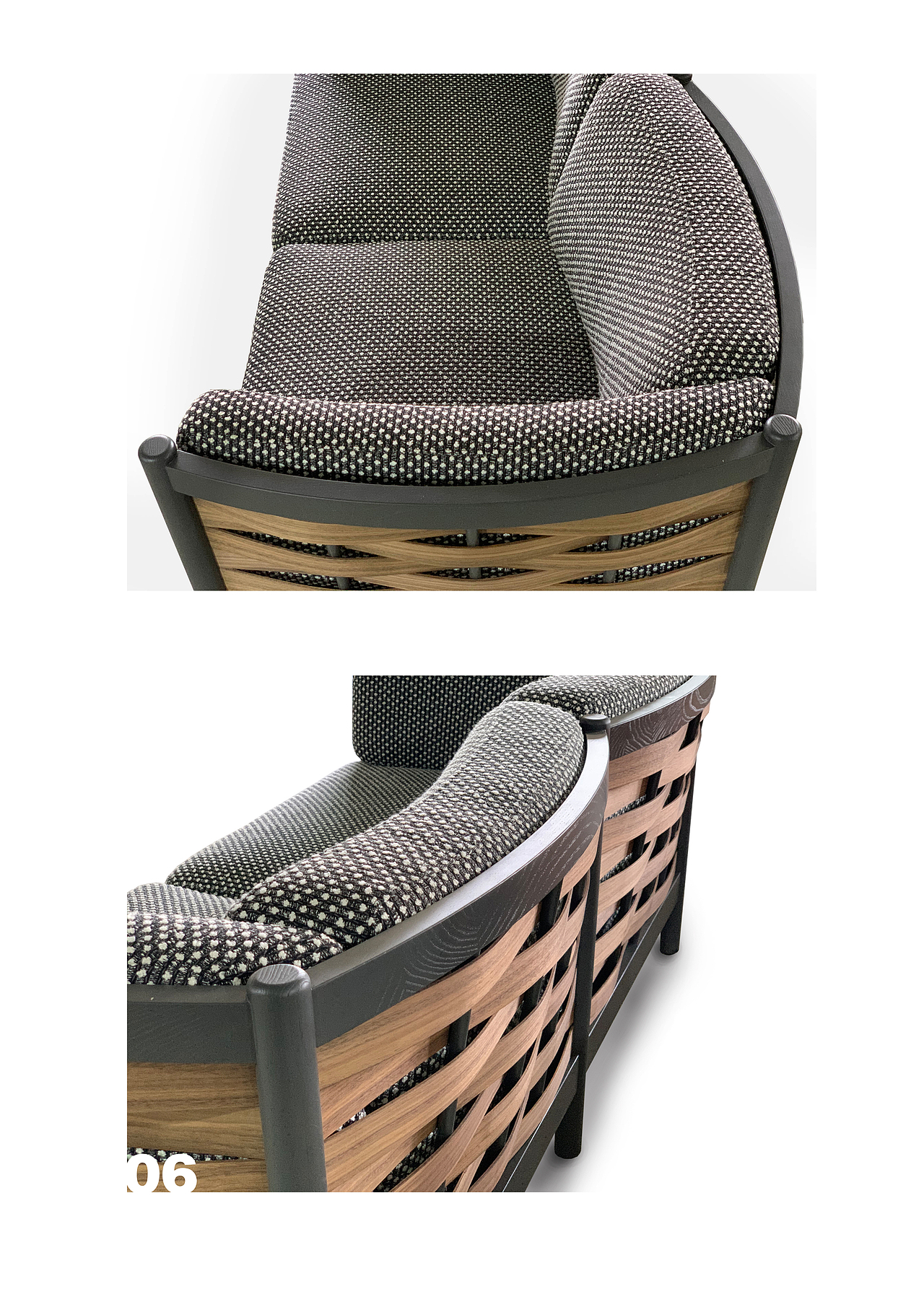 用单板压合的方式呈现编织的效果