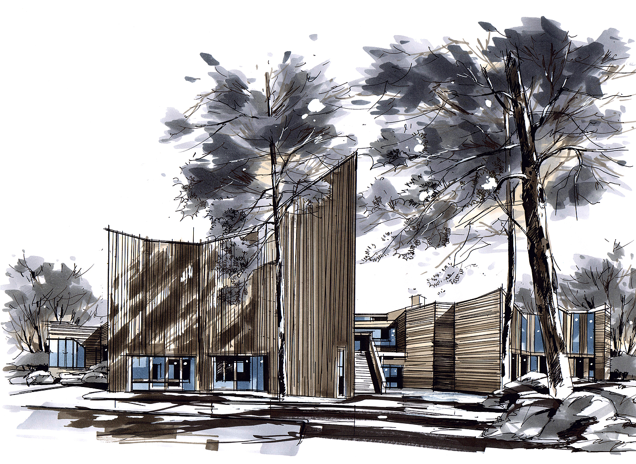 灰色系列建筑手绘设计