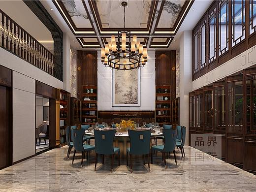 金沙湖600平别墅装修效果图新中式风格设计案例·品界