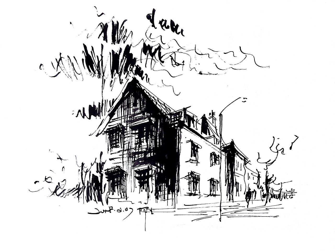 阿王速写建筑风景手绘