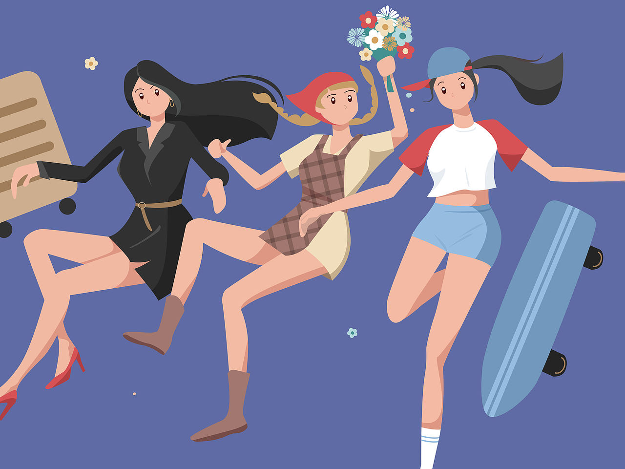 2021插画总结-花儿一样的女孩儿们（图ZMjgyOTU5OTA4） - 商业插画 - 站酷设计师肉小一原创素材 - 站酷ZCOOL