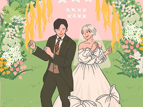 婚礼邀请函插画（个人主页-ZNjYzNjQzNDA=） - 宣传物料 - 站酷设计师雷雷lyw原创素材 - 站酷ZCOOL