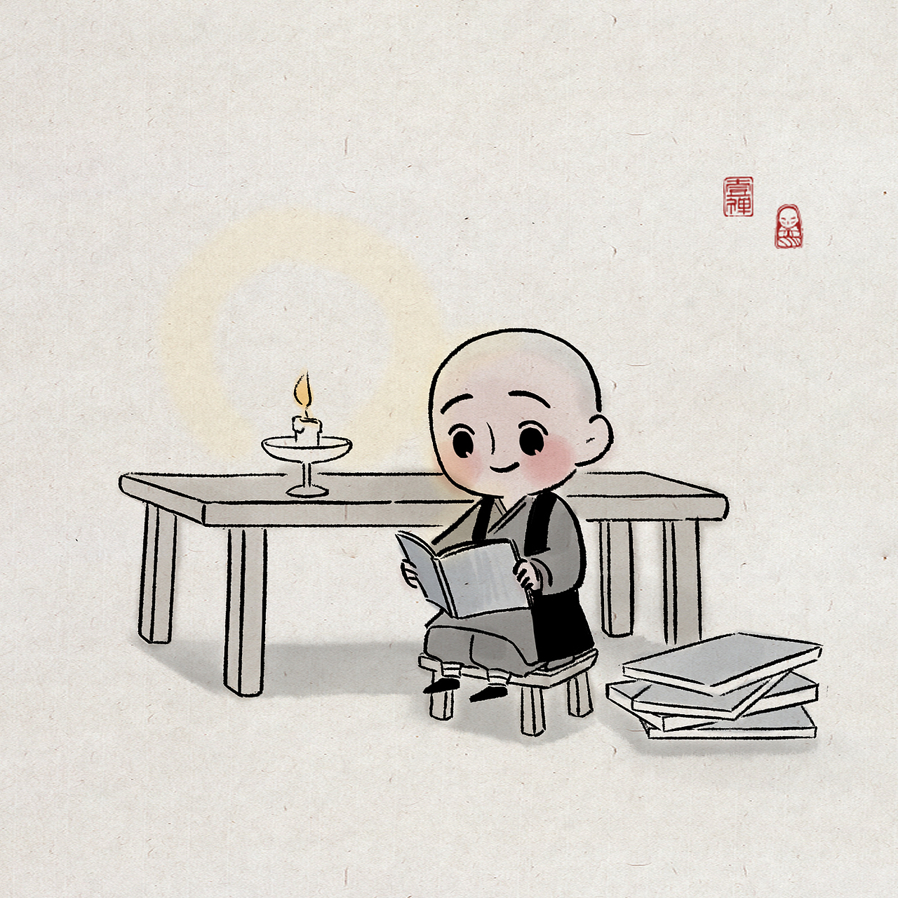一禅小和尚 |插画|艺术插画|大禹动漫 - 原创作品 - 站酷 (zcool)