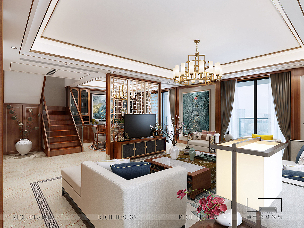 壹方中心，新中式装修装饰，深圳装修公司（图ZMTI1NjUyNTAw） - 家装设计 - 站酷设计师深圳誉巢别墅装饰原创素材 - 站酷ZCOOL