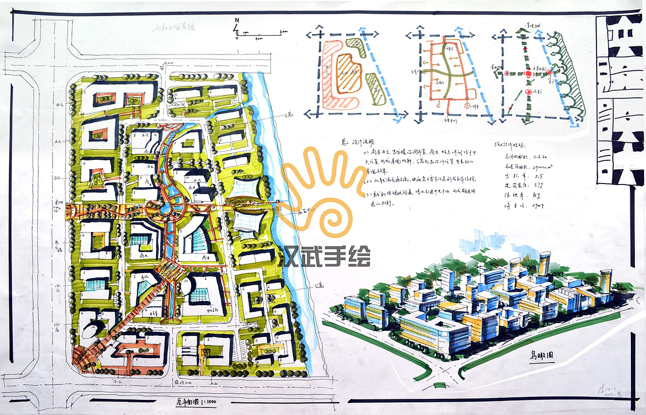 汉武手绘规划快题学生作品（图ZMzI1MTc2MDg=） - 景观设计 - 站酷设计师汉武手绘原创素材 - 站酷ZCOOL