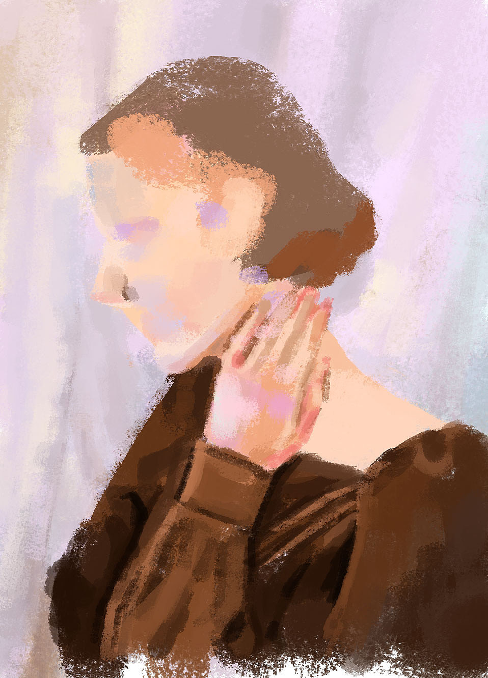 手绘练习侧面短发女