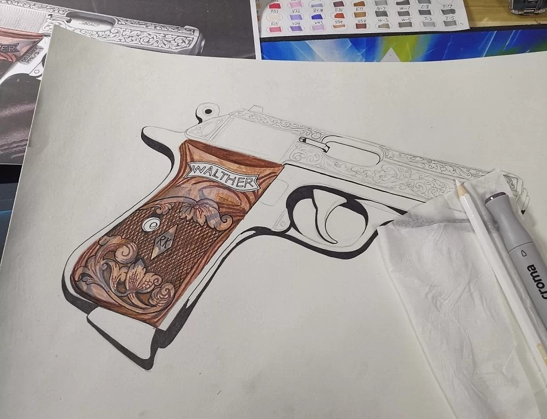 手绘手枪|插画|创作习作|双黄蛋c - 原创作品 - 站酷 (zcool)